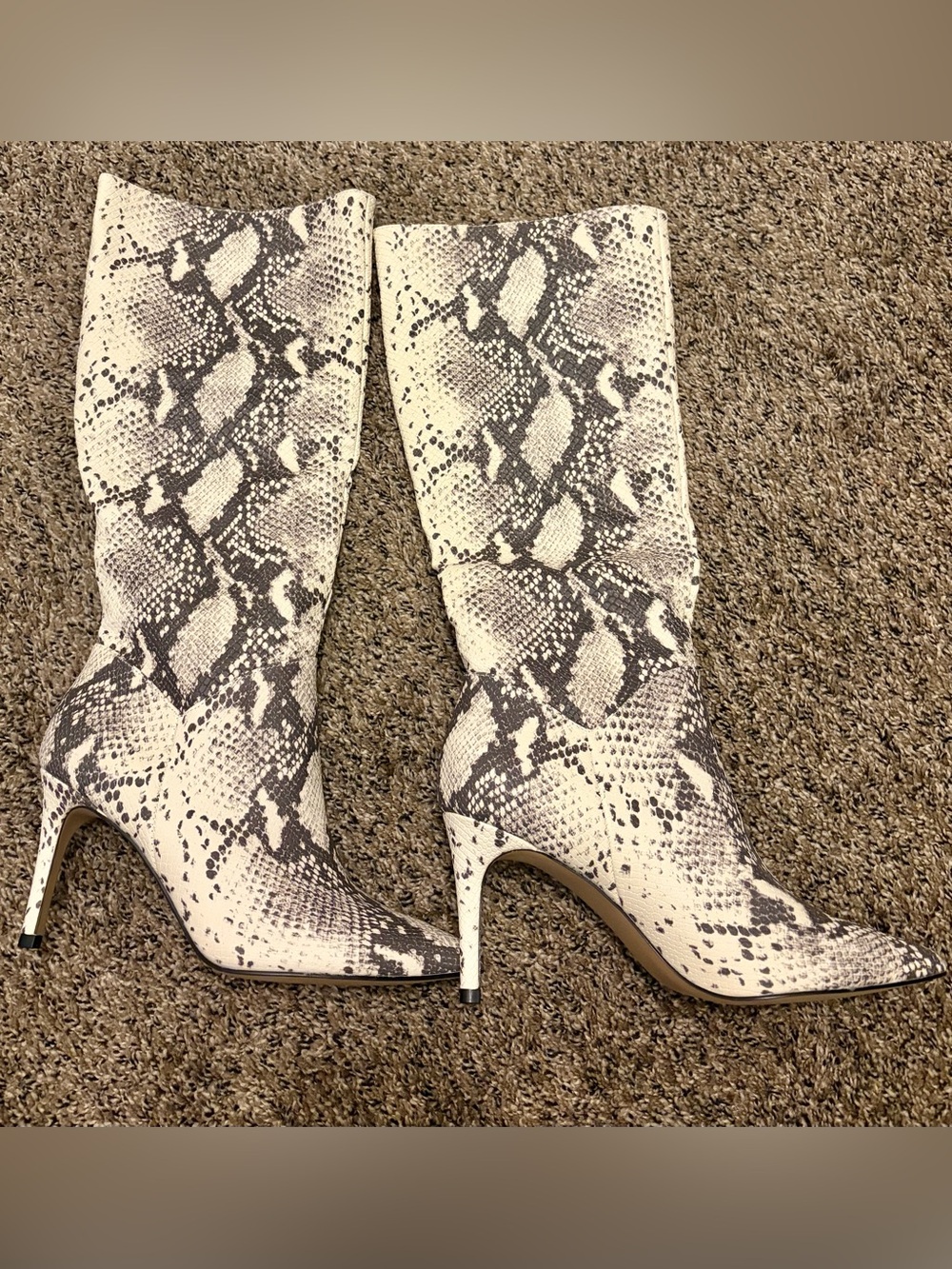 Steve Madden Kinga 7.5 Snake-Print Knee-High Stiletto Boots